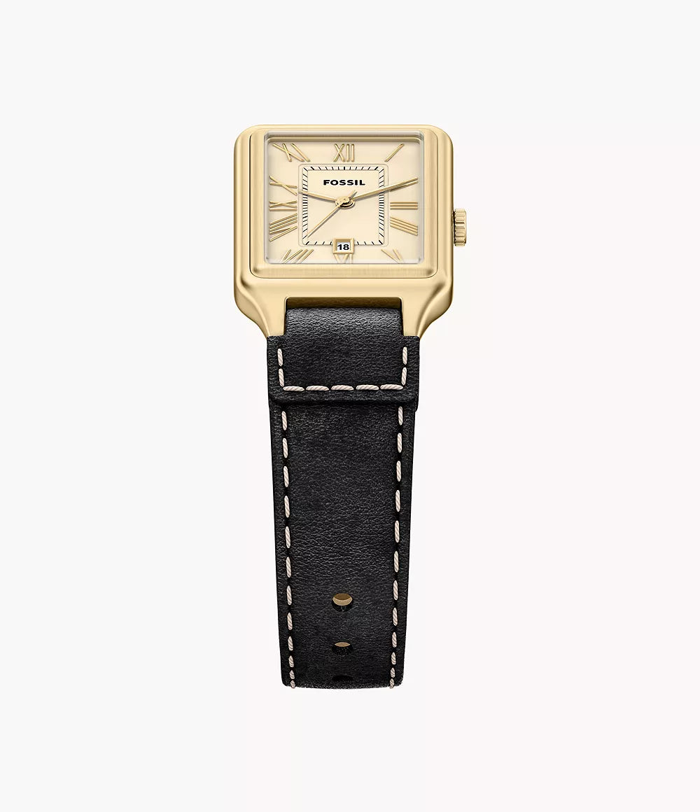 Raquel 23mm Three-Hand Date Black Leather Watch ES5505