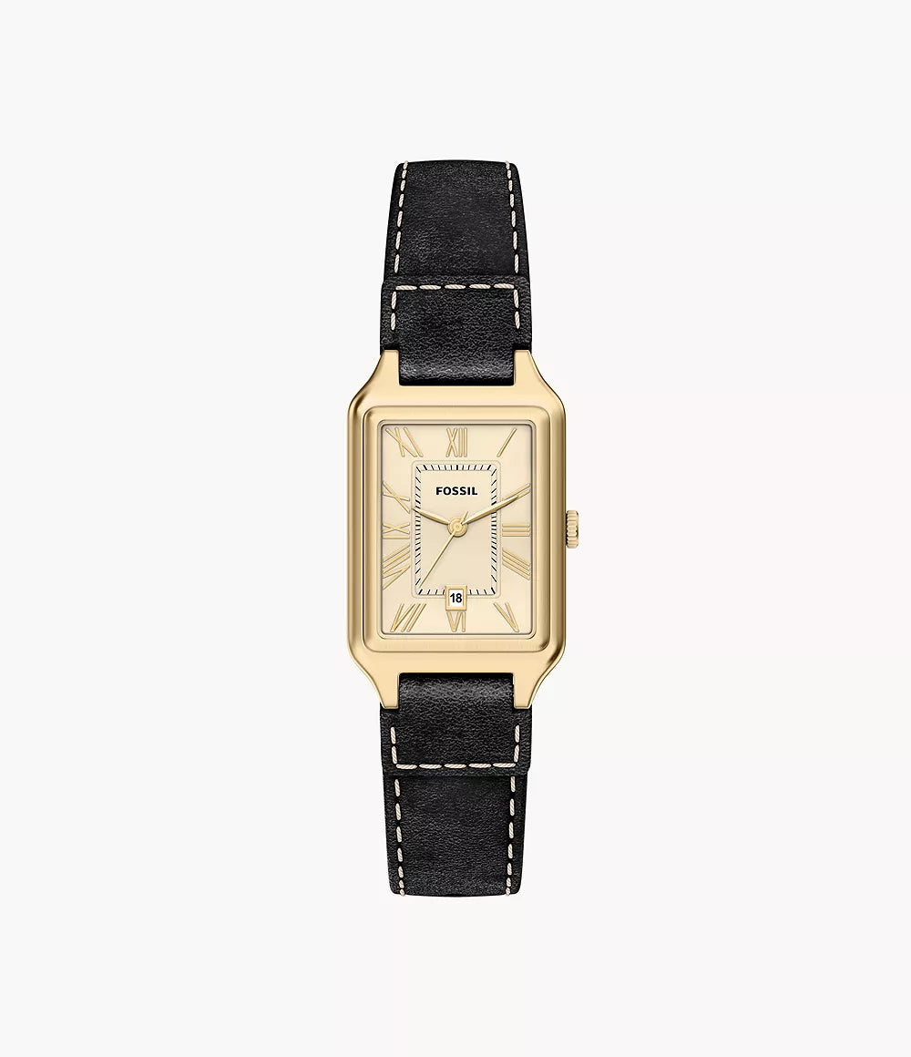 Raquel 23mm Three-Hand Date Black Leather Watch ES5505