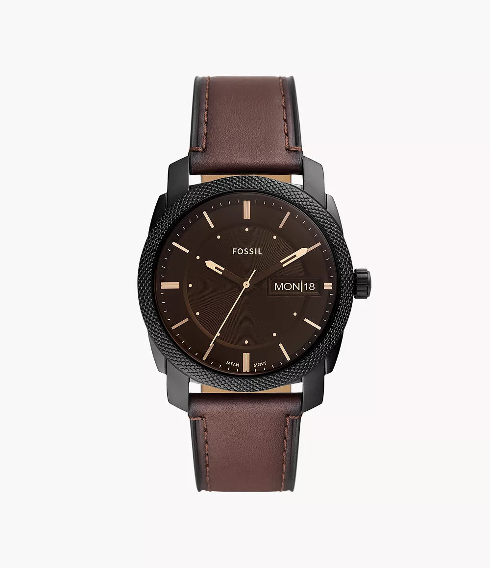 FS5901 - Fossil Machine Three-Hand Date Brown Leather Watch For Men