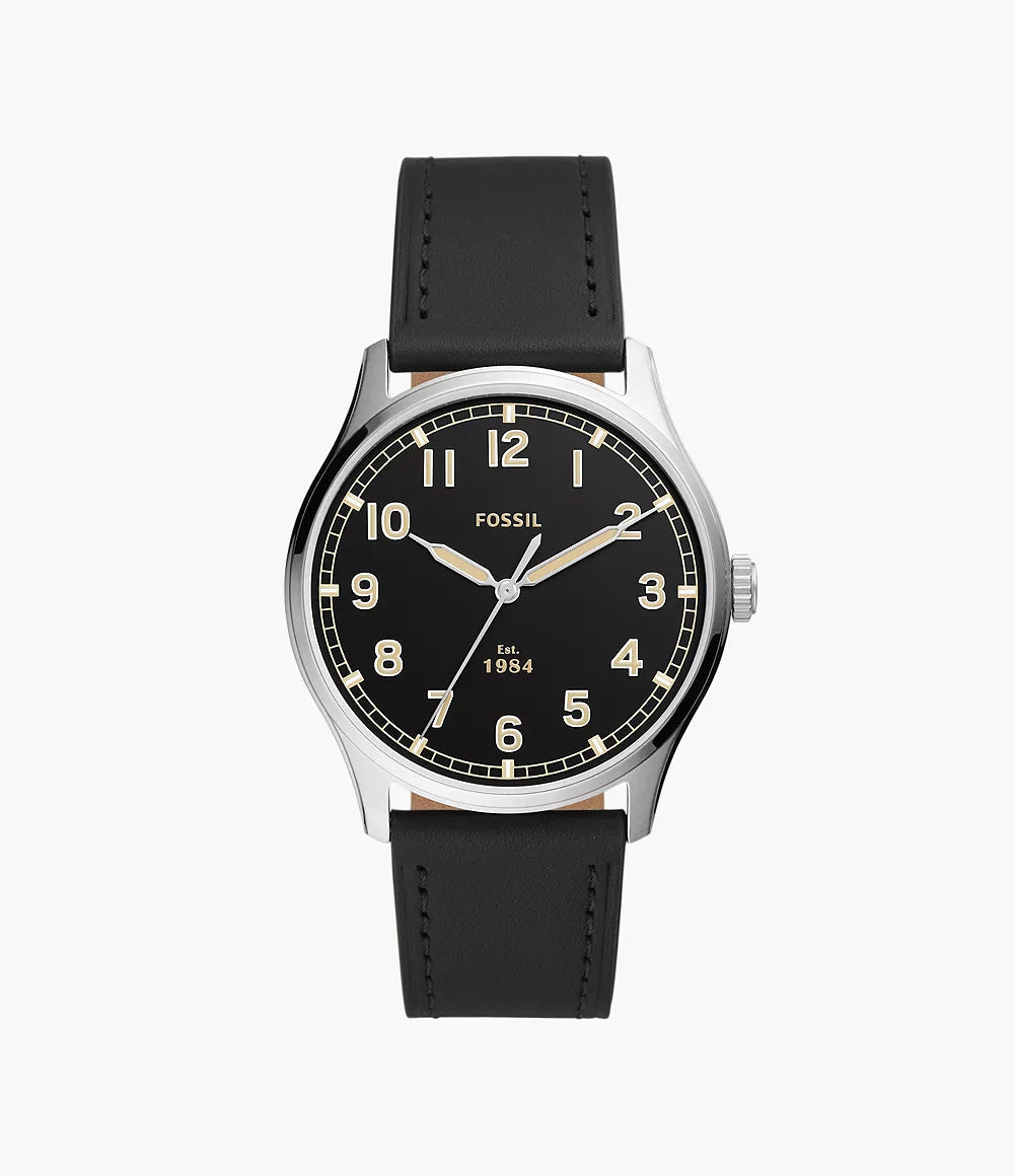 FS5926 - Fossil Dayliner Three-Hand Black Leather Watch For Men