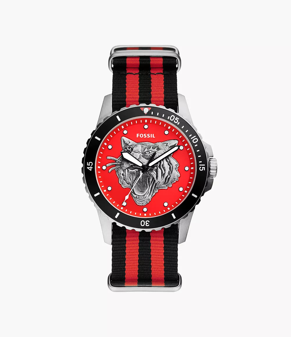 FB - 01 Three-Hand Black and Red Nylon Watch FS5929