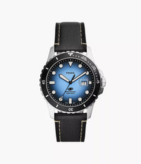 FS5960 - Fossil Blue Dive Three-Hand Date Black LiteHide™ Leather Watch For Men