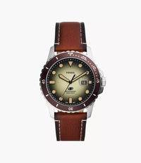 FS5961 - Fossil Blue Dive Three-Hand Date Brown LiteHide™ Leather Watch For Men