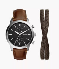 FS5967SET - Fossil Townsman Chronograph Brown LiteHide™ Leather Watch and Bracelet Set For Men