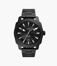 FS5971 - Fossil Machine Three-Hand Date Black Stainless Steel Watch For Men