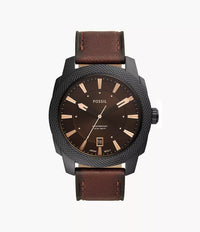 FS5972 - Fossil Machine Three-Hand Date Dark Brown LiteHide™ Leather Watch For Men