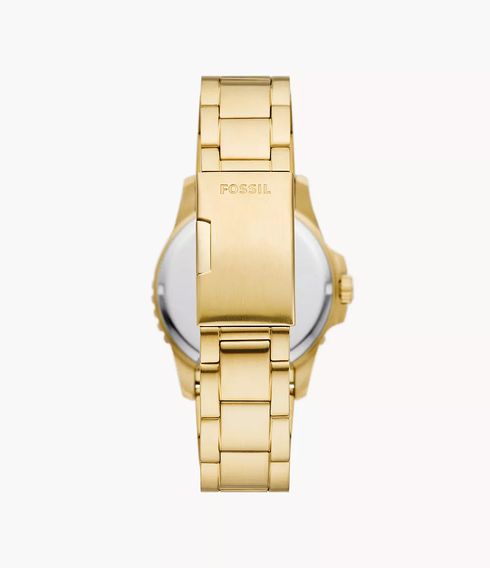 Fossil Blue Dive 42mm Three-Hand Date Gold-Tone Stainless Steel Watch FS6030