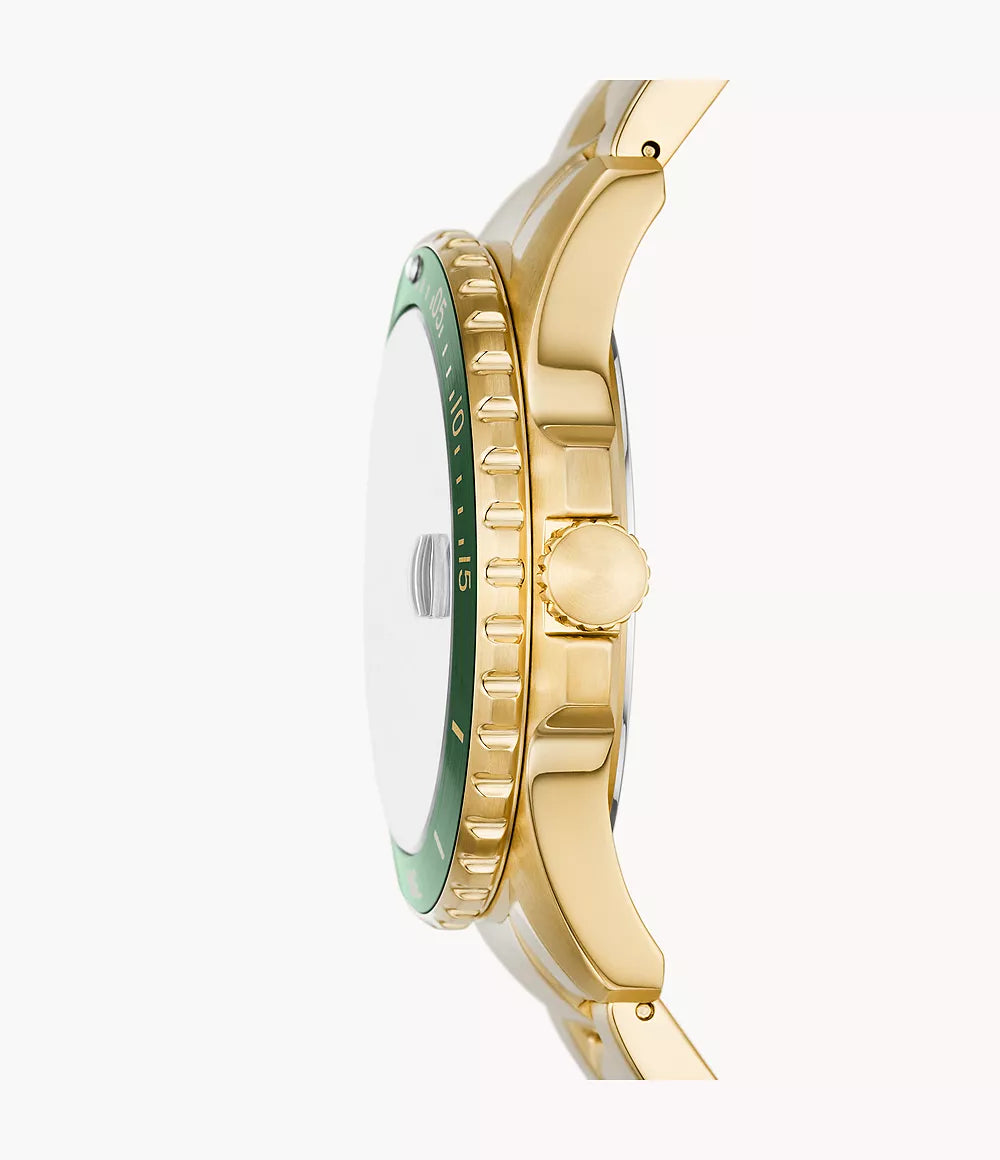 Fossil Blue Dive 42mm Three-Hand Date Gold-Tone Stainless Steel Watch FS6030