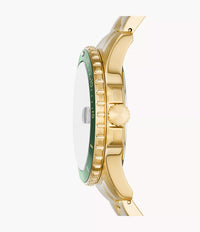 Fossil Blue Dive 42mm Three-Hand Date Gold-Tone Stainless Steel Watch FS6030