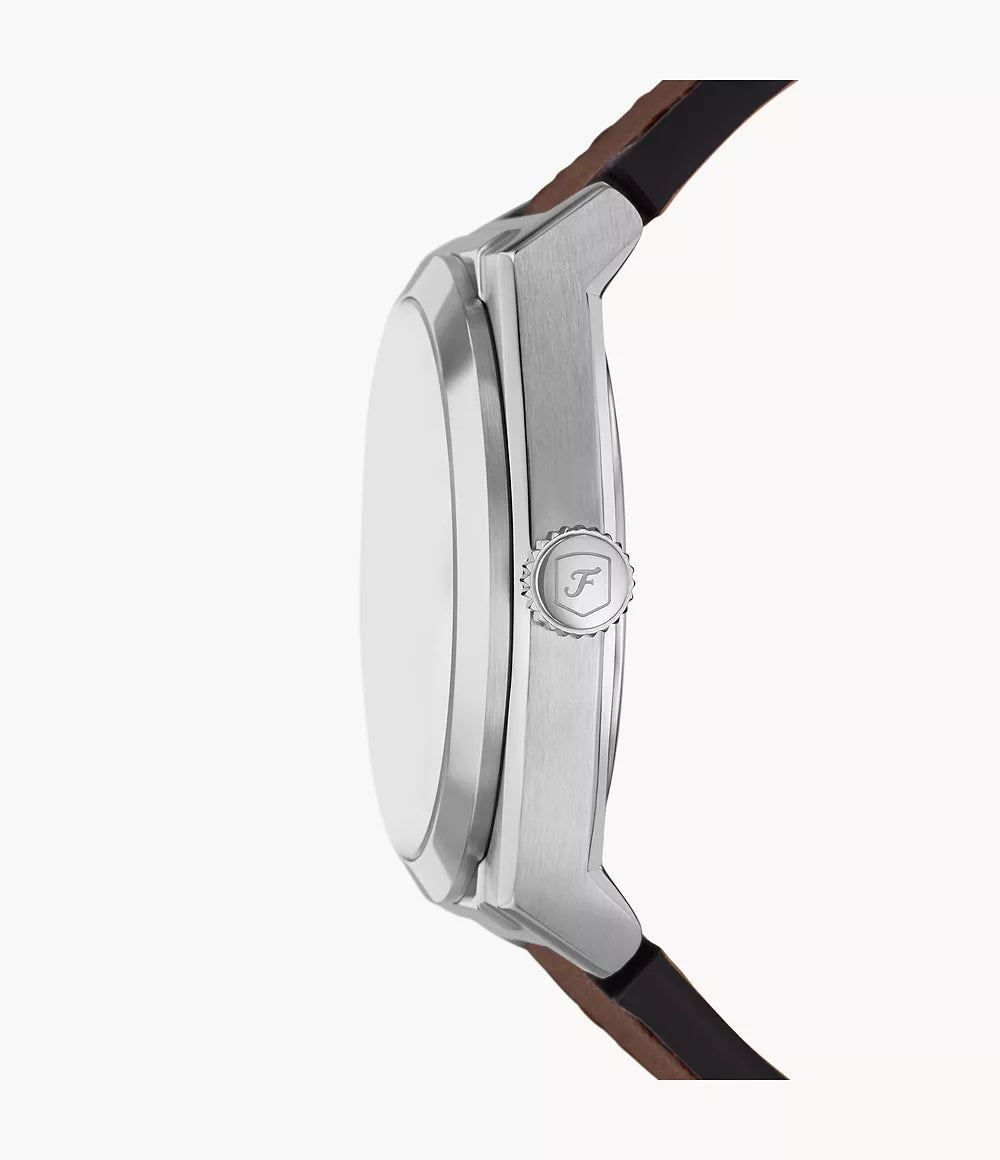 Everett Three-Hand Date Brown Leather Watch FS6071