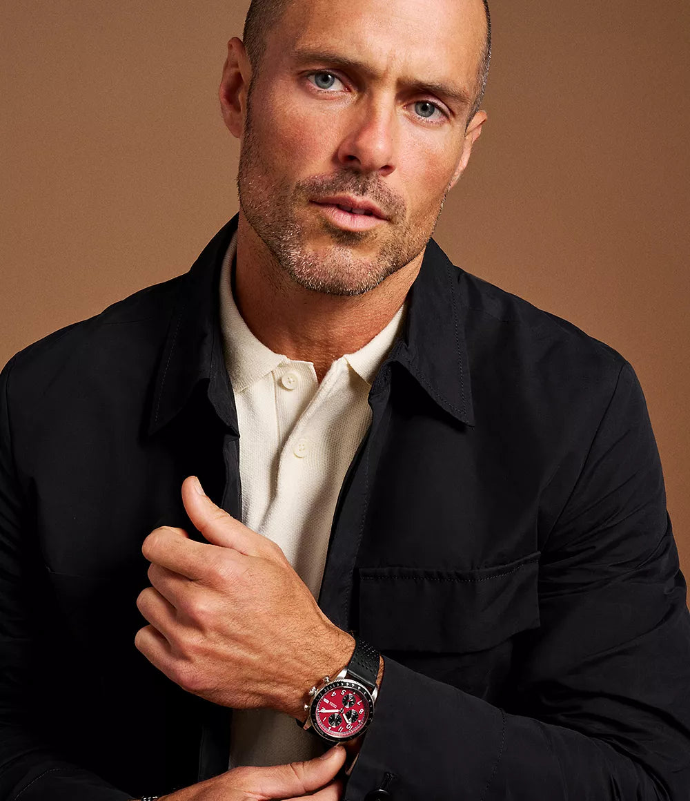 Sport Tourer Chronograph Black Leather Watch FS6086