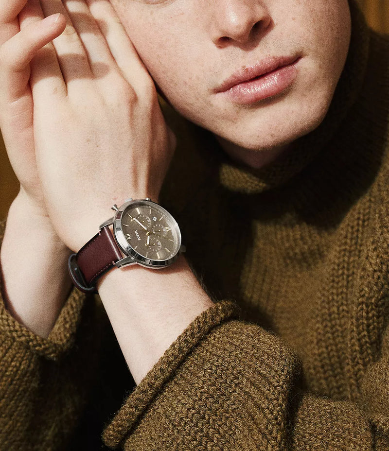 Neutra Chronograph Brown Leather Watch FS6129