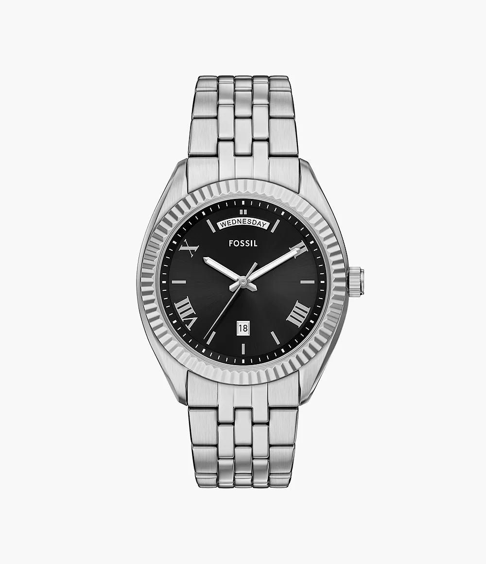 Campbell Three-Hand Day-Date Stainless Steel Watch FS6139
