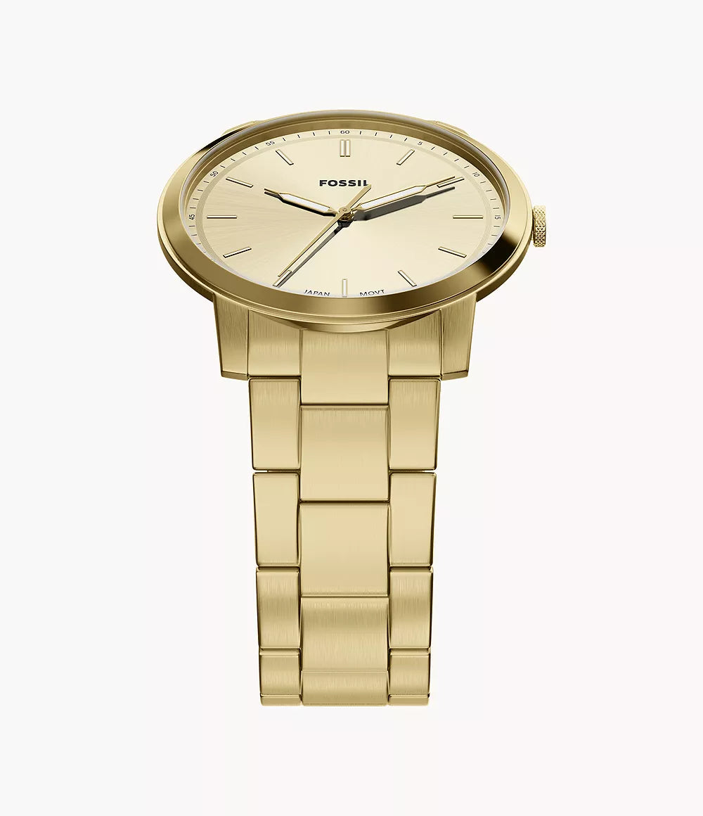 Minimalist 44mm Three-Hand Gold-Tone Stainless Steel Watch FS6181