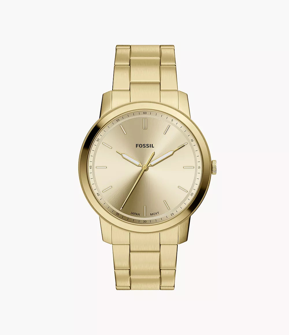 Minimalist 44mm Three-Hand Gold-Tone Stainless Steel Watch FS6181