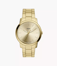 Minimalist 44mm Three-Hand Gold-Tone Stainless Steel Watch FS6181