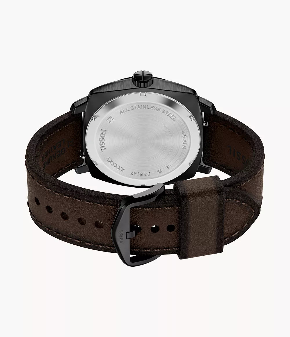 Machine 41mm Three-Hand Date Brown Leather Watch FS6187
