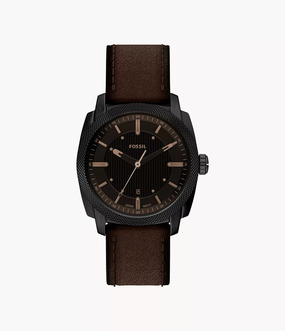 Machine 41mm Three-Hand Date Brown Leather Watch FS6187