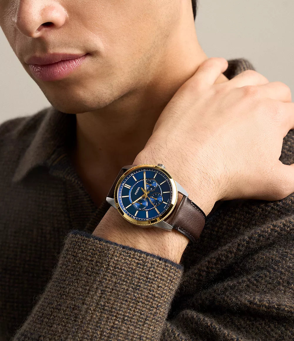 Pearson 42mm Multifunction Brown Leather Watch FS6195