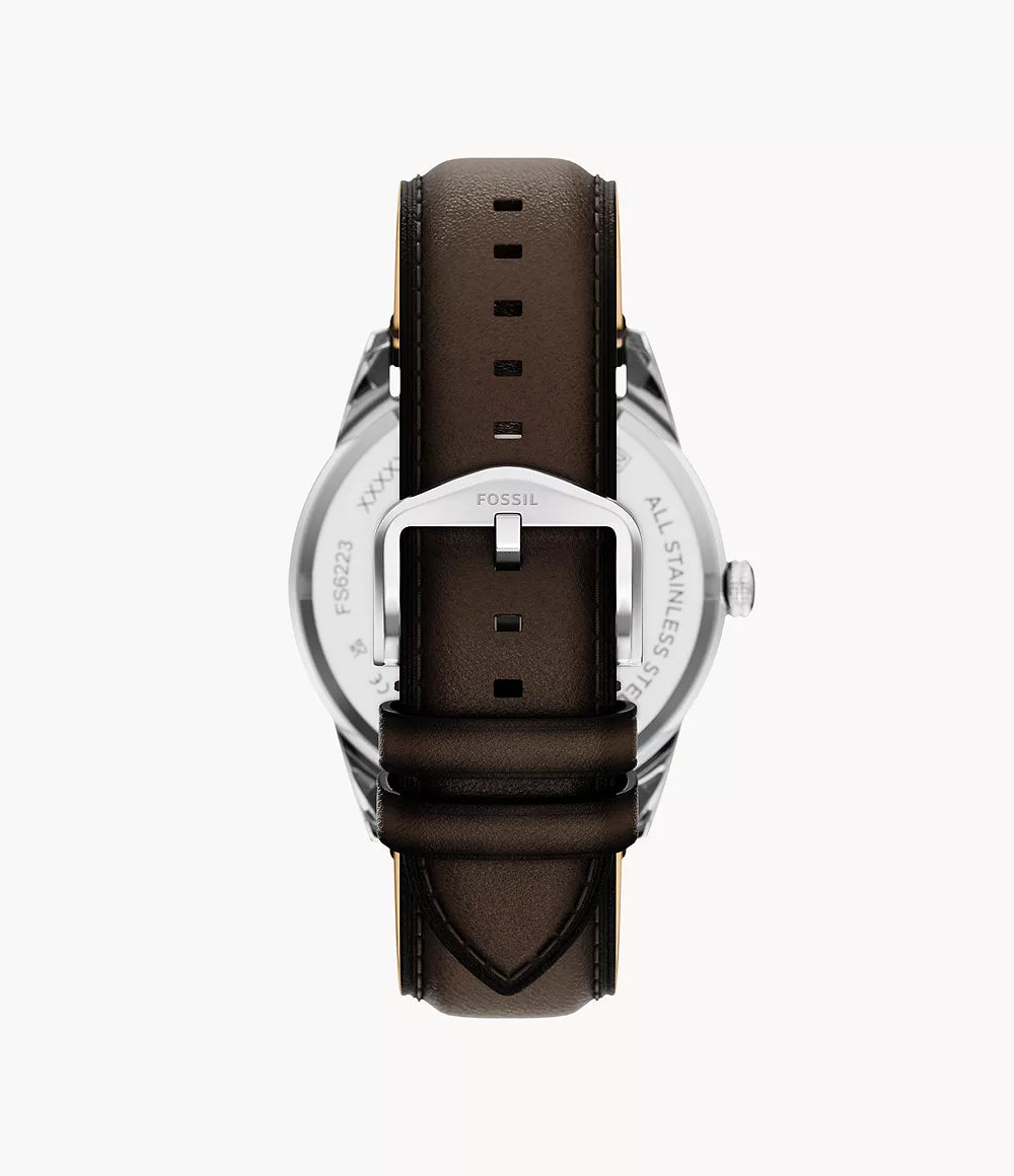 Pearson 42 mm Three-Hand Day-Date Brown Leather Watch FS6223