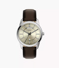 Pearson 42 mm Three-Hand Day-Date Brown Leather Watch FS6223