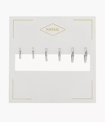 JA7139040 - Fossil Stevie All Stacked Up Silver-Tone Brass Hoop Earrings Set For Women