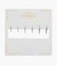 JA7139040 - Fossil Stevie All Stacked Up Silver-Tone Brass Hoop Earrings Set For Women