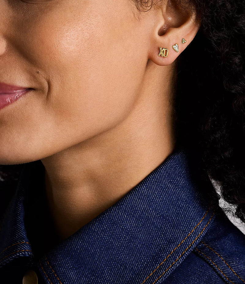 Sutton All Stacked Up Gold-Tone Brass Heart Earring Set JA7277SET