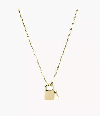 JF03894710 - Fossil Lane Engravable Gold-Tone Stainless Steel Station Necklace For Women