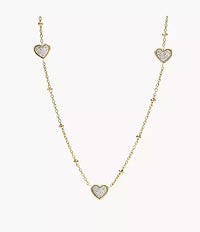 JF03942710 - Fossil Sutton Classic Valentine Gold-Tone Stainless Steel Heart Chain Necklace For Women