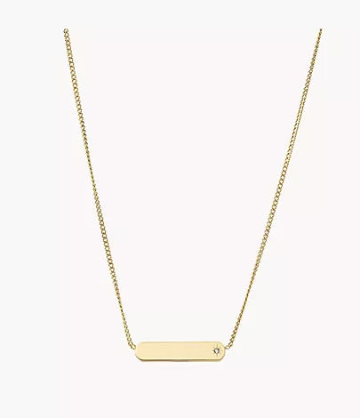 JF04019710 - Fossil Drew Gold-Tone Stainless Steel Bar Chain Necklace For Women