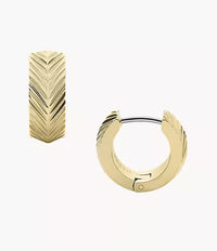 JF04116710 - Fossil Harlow Linear Texture Gold-Tone Stainless Steel Huggie Hoop Earrings For Women