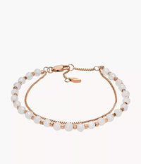 JF04444791 - Fossil All Stacked Up Rose Quartz Chain Beaded Bracelet For Women