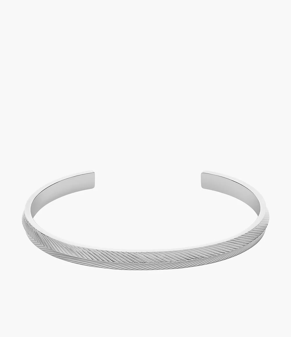 JF04665040 - Fossil Harlow Linear Texture Stainless Steel Cuff Bracelet For Women