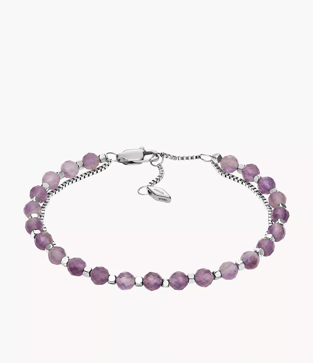 JF04685040 - Fossil All Stacked Up Purple Amethyst Multi-Strand Bracelet For Women