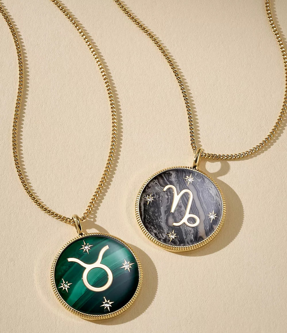 Capricorn Sutton Zodiac Gold-Tone Stainless Steel Gray Hematite Pendant Necklace JF04847710