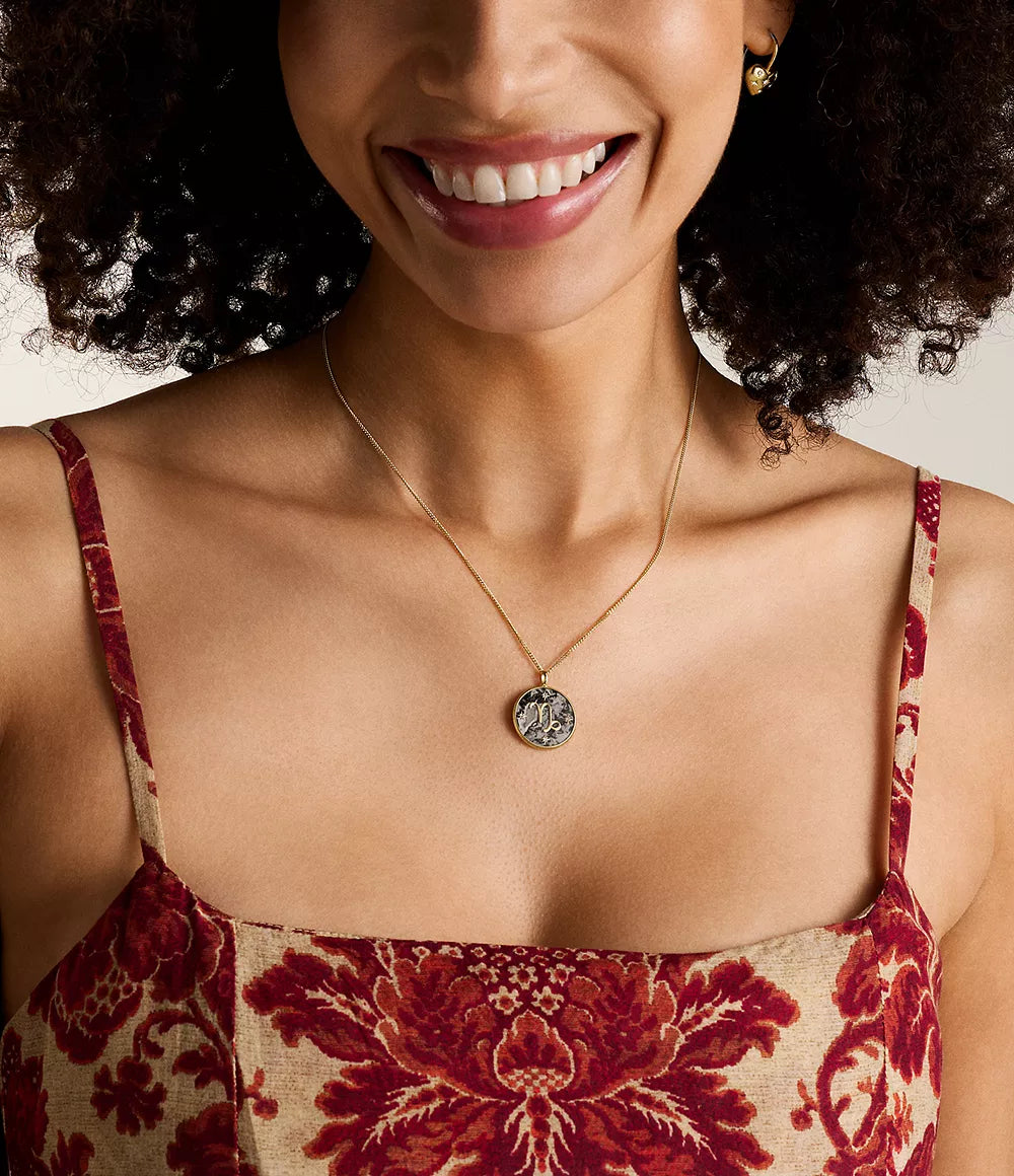 Capricorn Sutton Zodiac Gold-Tone Stainless Steel Gray Hematite Pendant Necklace JF04847710