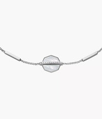 JF04910040 Merrit Timeless Mother Of Pearl Silver-Tone Stainless Steel Station Bracelet