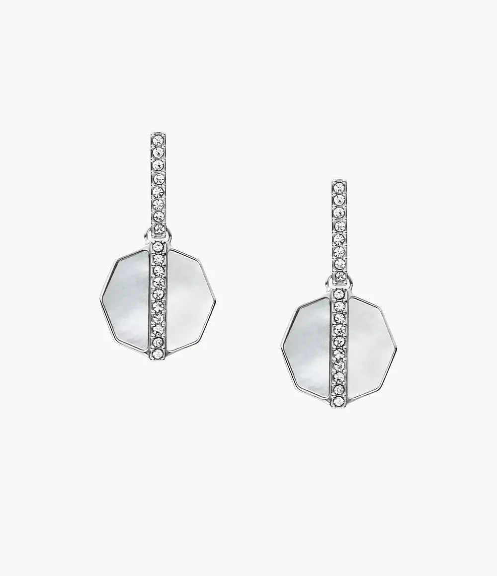 JF04911040 Merrit Timeless Mother Of Pearl Silver-Tone Stainless Steel Drop Earrings