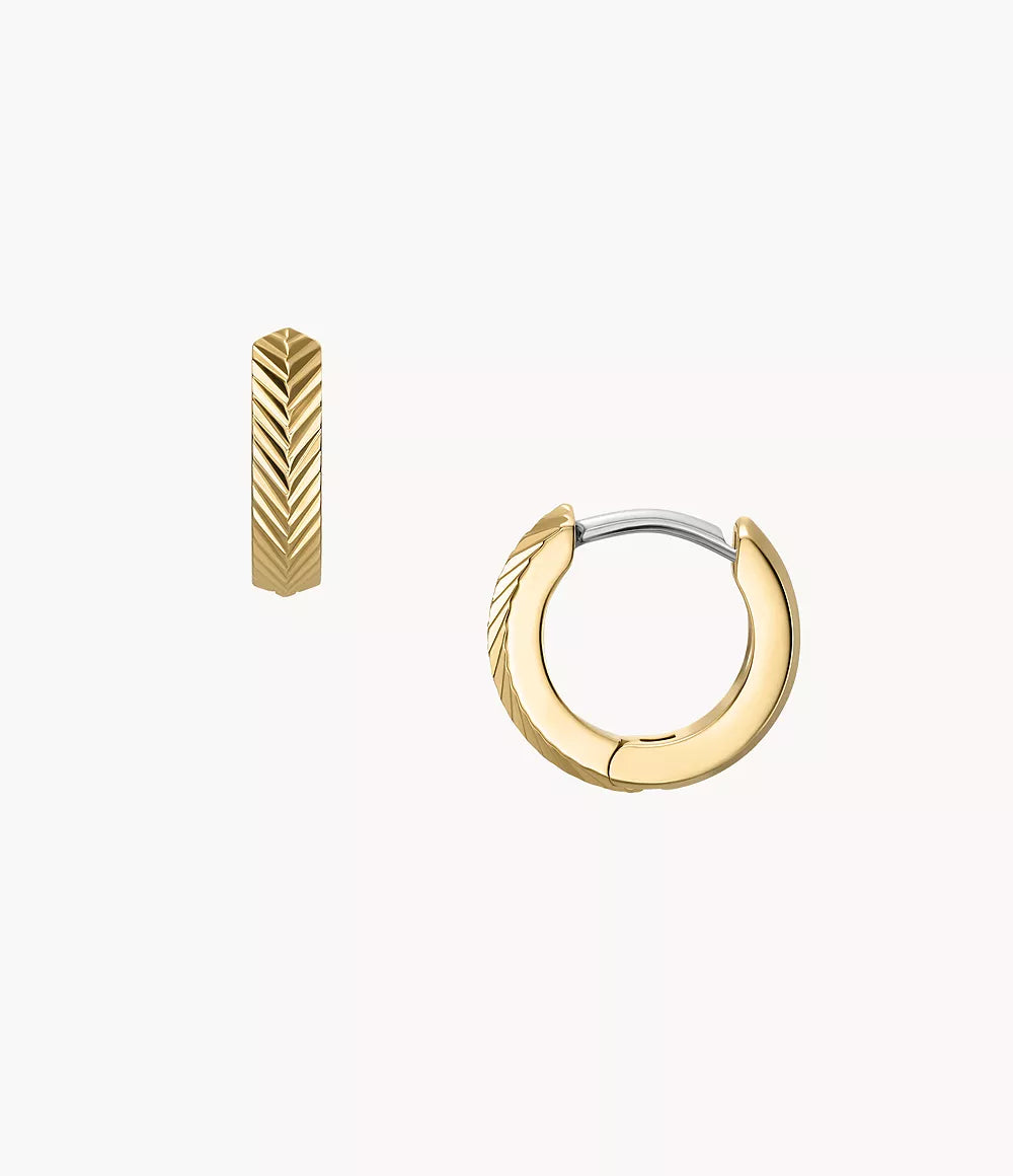 JF04912710 Harlow Linear Texture Gold-Tone Stainless Steel Hoop Earrings