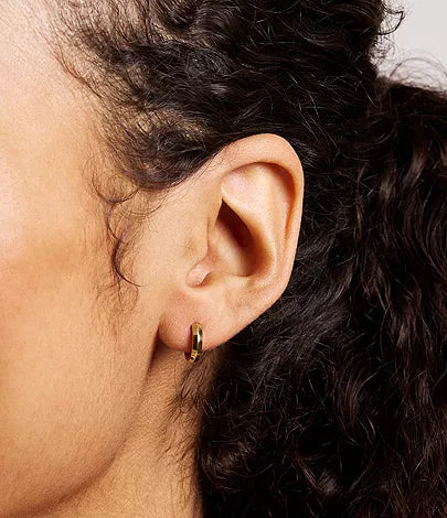 JF04912710 Harlow Linear Texture Gold-Tone Stainless Steel Hoop Earrings