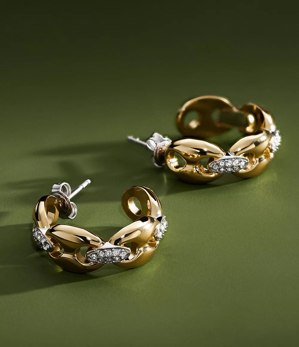 Heritage D-Link Glitz Two-Tone Stainless Steel Hoop Earrings JF04930998