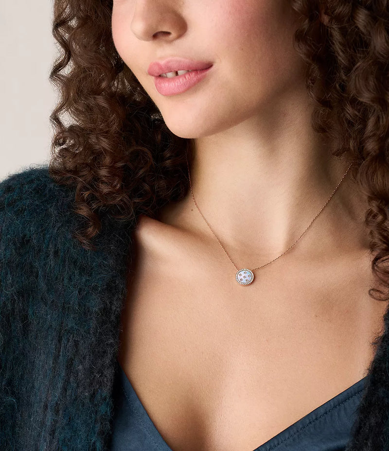 Merrit Classic Mother-of-Pearl Rose Gold-Tone Stainless Steel Pendant Necklace JF04936791