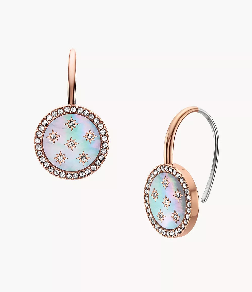 Merrit Classic Mother-of-Pearl Rose Gold-Tone Stainless Steel Drop Earrings JF04938791