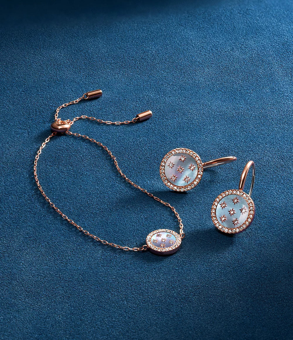 Merrit Classic Mother-of-Pearl Rose Gold-Tone Stainless Steel Drop Earrings JF04938791