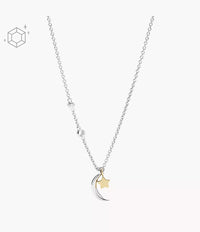 JFS00432998 - Fossil Sterling Silver Star and Crescent Moon Necklace For Women