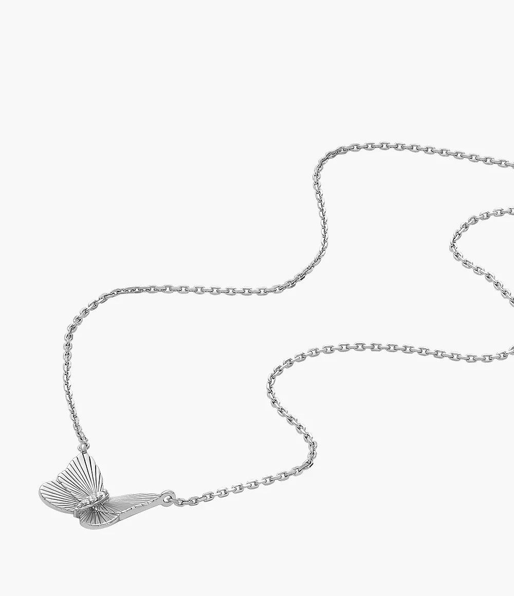 JFS00619040 - Fossil Sterling Silver Butterflies Chain Necklace For Women