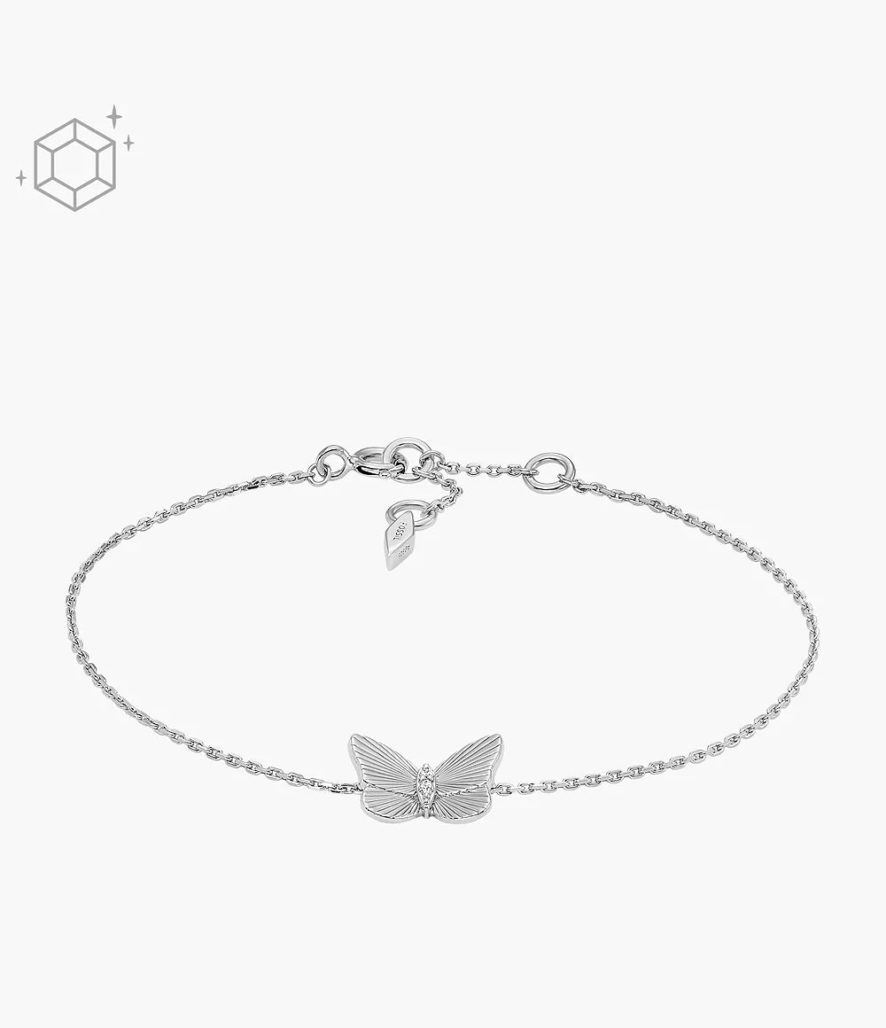 JFS00620040 - Fossil Sterling Silver Butterflies Chain Bracelet For Women