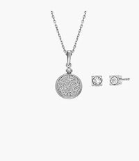 JGFTSET1081 - Fossil Core Gifts Stainless Steel Stud Earrings and Necklace Set For Women