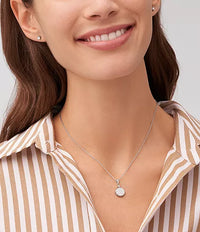 JGFTSET1081 - Fossil Core Gifts Stainless Steel Stud Earrings and Necklace Set For Women